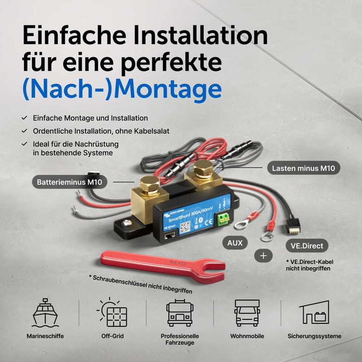 Victron Energy SmartShunt 500 Amp Batteriewächter (Bluetooth) 500A, 500A
