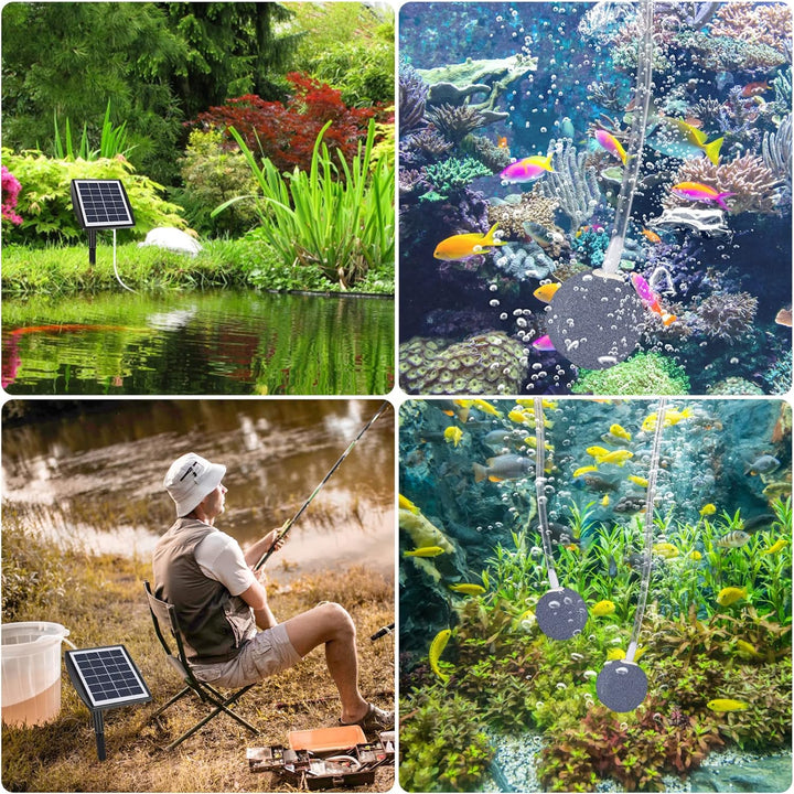 GuKKK Solar Sauerstoffpumpe, 2W Solar Teichbelüfter mit 2200mAh Akku, Solar Luftpumpe Aquarium Oxyge
