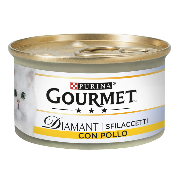 Purina Gourmet Diamant Feuchtigkeitskatzen-Schnuller mit feinem Huhn, 24 Dosen à 85 g (Packungsgröss