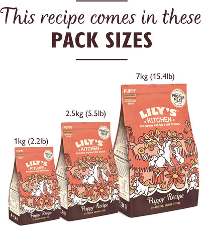 Lily's Kitchen Natürliches Trockenfutter für Welpen Huhn Lachs und Erbsen (7kg Pack) Puppy 7 kg (1er