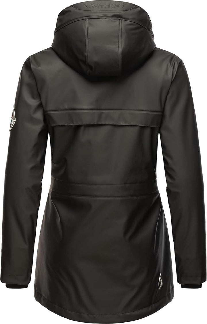 Navahoo Damen Übergangsjacke Regenmantel wasserdicht lang warm gefüttert mit Kapuze Oceans Heart XS-
