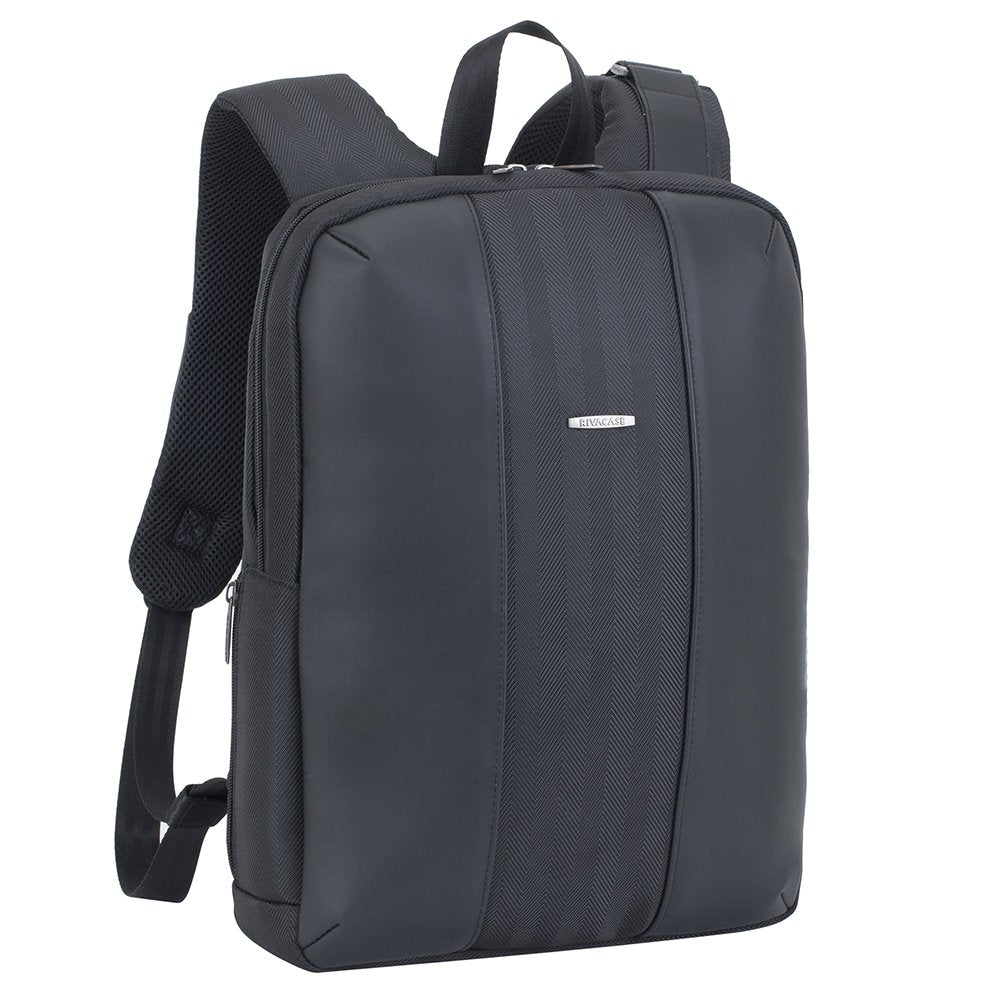 RIVACASE leichter Laptop Rucksack bis 14 Zoll – Stadtrucksack aus Polyester und Kunstleder mit extra