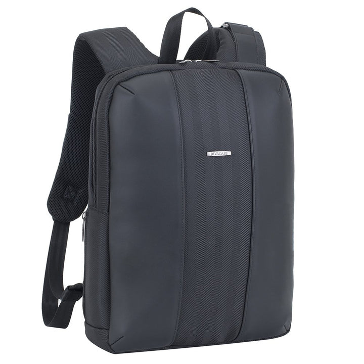 RIVACASE leichter Laptop Rucksack bis 14 Zoll – Stadtrucksack aus Polyester und Kunstleder mit extra