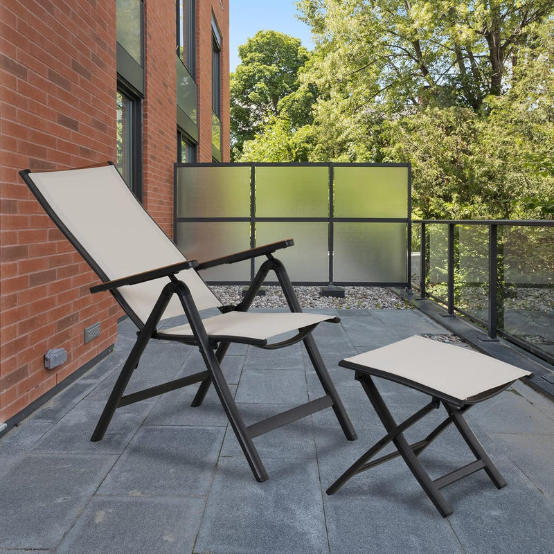 Grand patio Fusshocker Klapphocker für den Aussenbereich, Sitzhocker Gartenhocker aus Aluminium und