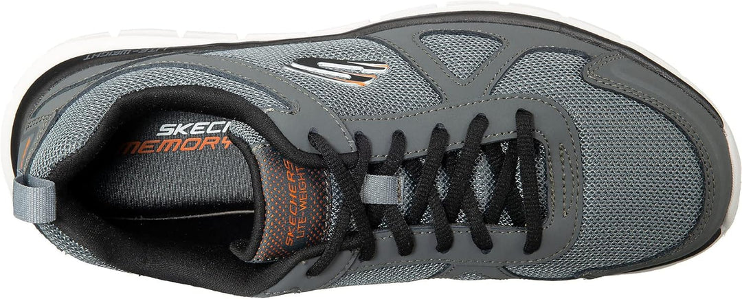 Skechers Herren Sneaker Sportschuhe 42 EU Charcoal Leather Mesh Pu Black Trim, 42 EU Charcoal Leathe