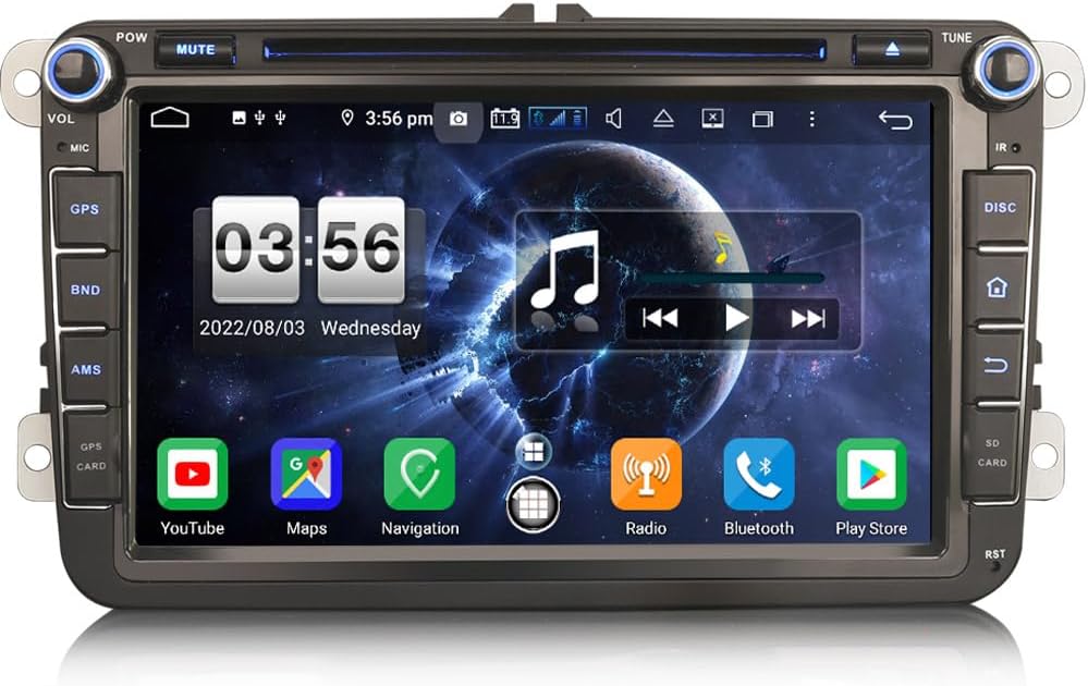 ERISIN 8 Zoll Android 12 Autoradio für VW Passat Caddy Golf Tiguan Bora Seat Skoda GPS-Navi Carplay