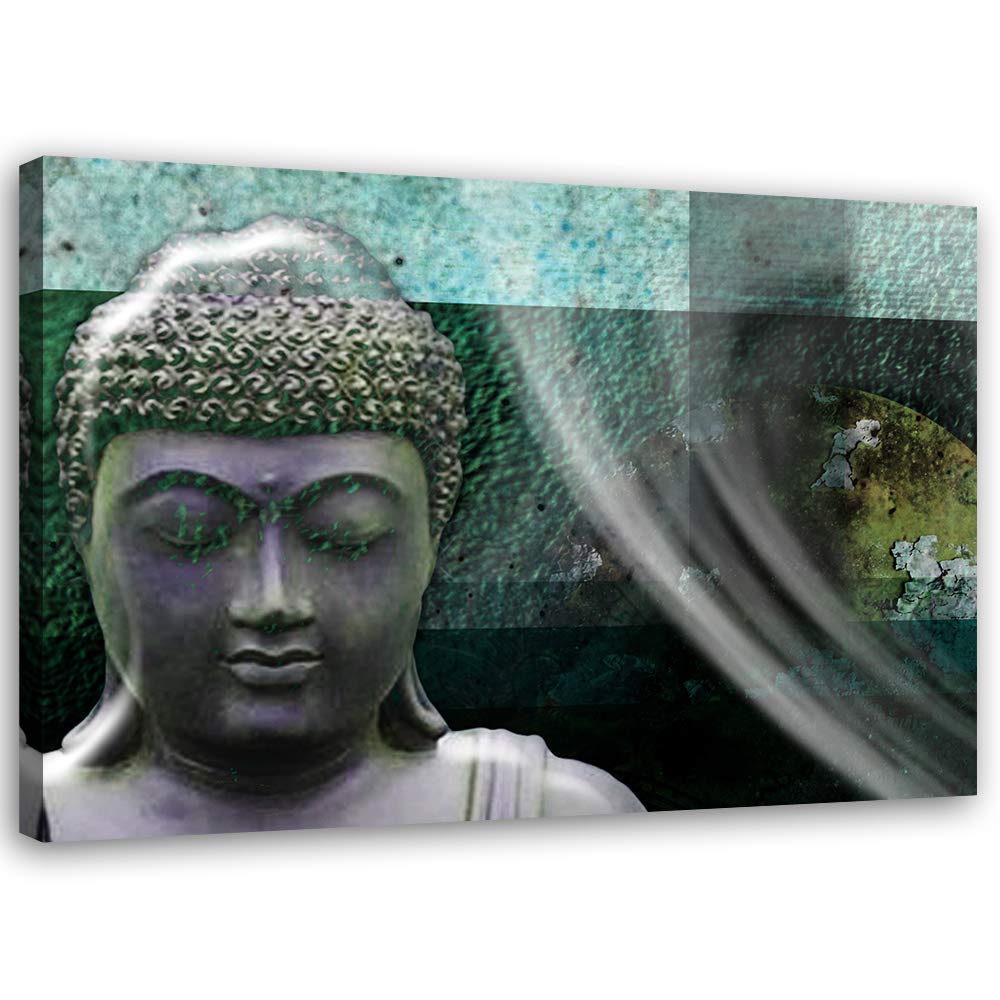 Leinwandbild XXL Buddha Wandbild Kunst Abstrakt Grün 120x80 cm M14699 120x80 cm, M14699 120x80 cm