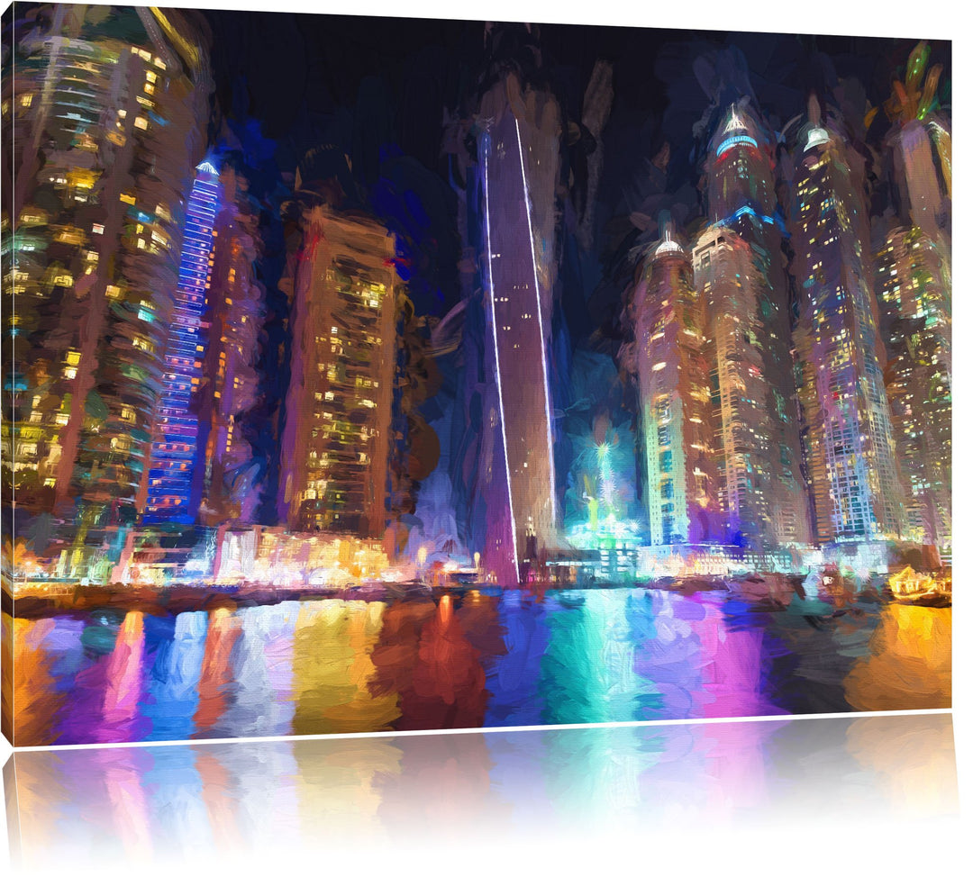 Pixxprint Dubai Burj al Arab / 100x70cm Leinwandbild bespannt auf Holzrahmen/Wandbild Kunstdruck Dek