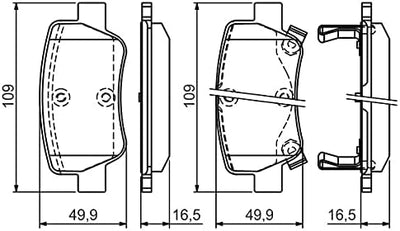 Bosch BP1327 Bremsbeläge - Hinterachse - ECE-R90 Zertifizierung - vier Bremsbeläge pro Set