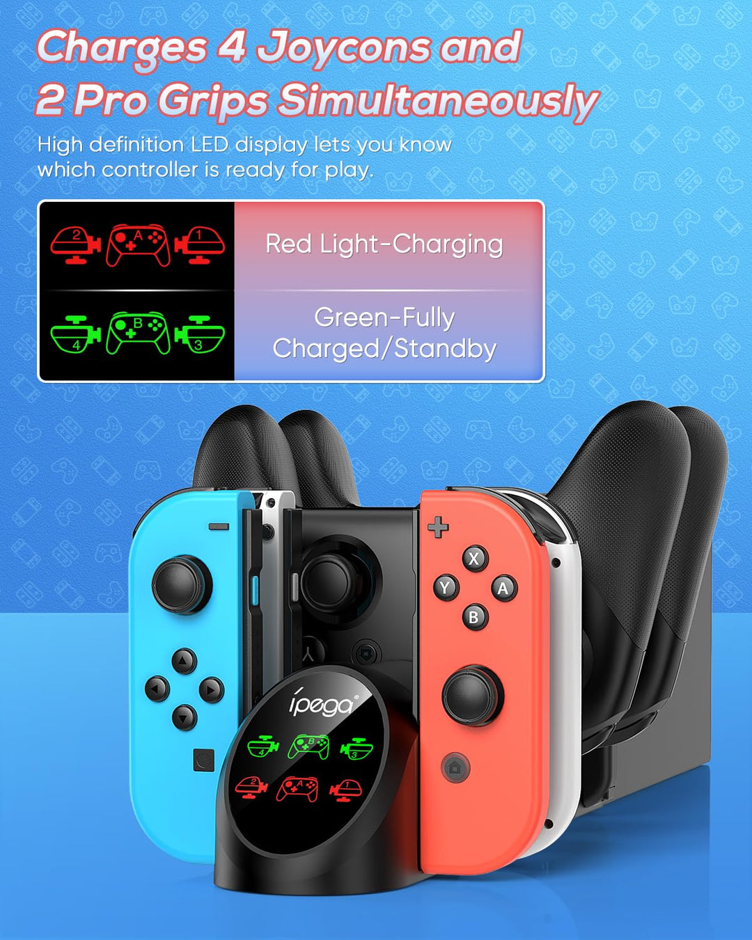FASTSNAIL Ladestation Kompatibel mit Nintendo Switch&Switch OLED für Joy Cons， Controller Ladestatio