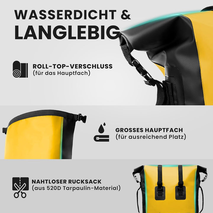 Nordlight Wasserdichter Rucksack Dry Bag 35l - Roll Top Rucksack mit gepolstertem Tragegurt, wasserd