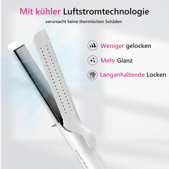 Glätteisen Locken und Glätten, 2-in-1 Haarglätter und Lockenstab mit Lüftungsschlitz, Haarglätter mi