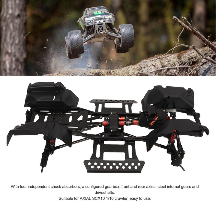 Dilwe RC Auto SCX10 Chassis Rahmenkit, 313mm Radstand, Kohlefaser + Alu, für SCX10 1/10 RC Crawler O