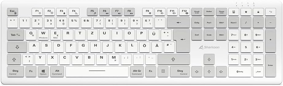 Sharkoon OfficePal K30W, Weiss, Drahtlose Tastatur