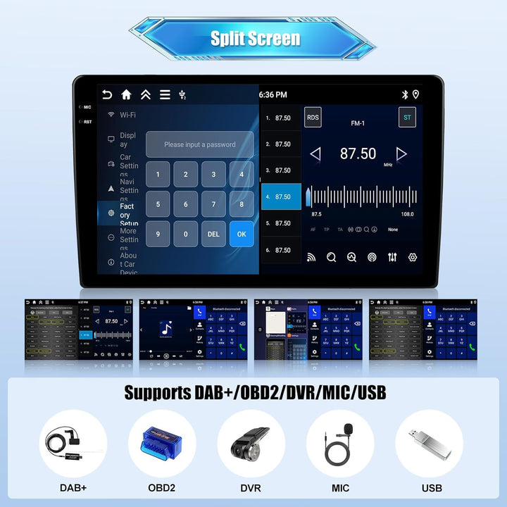 Android 15, 4G+128G CAMECHO Autoradio für Hyundai I30 2006-2011 mit Wireless Carplay Android Auto, 9