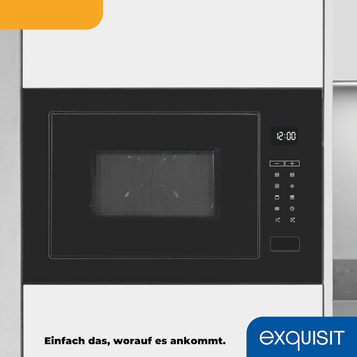 Exquisit EMW25-G-020 Schwarz | 60cm Einbaumikrowelle | Grillfunktion | Touch | Timer | Schnellstart