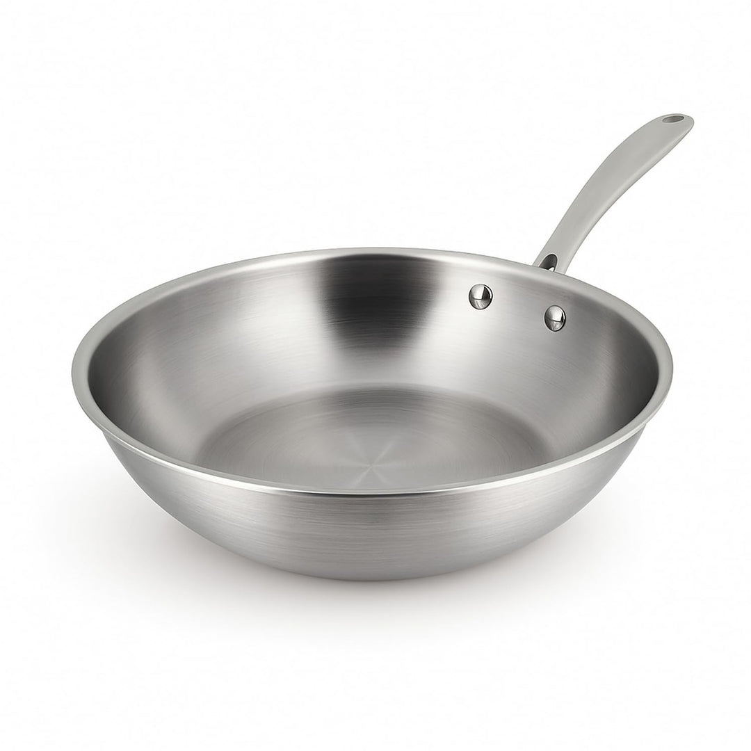 MENASTYL - Wok Triply 24 cm aus Edelstahl, Induktion Wokpfanne – 6020519