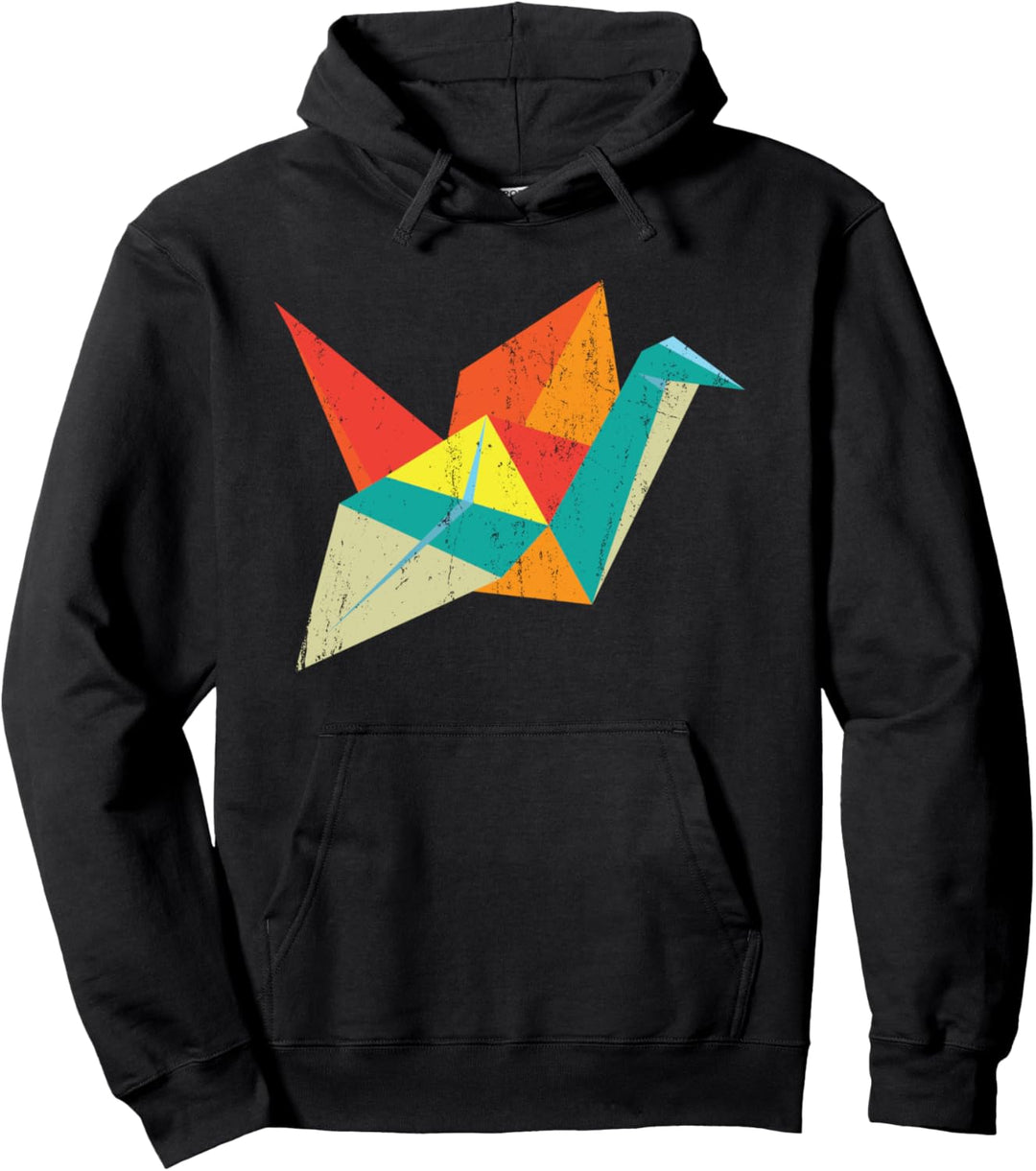Buntes Kranich Origami Papier Faltkunst Geschenk Origami Pullover Hoodie