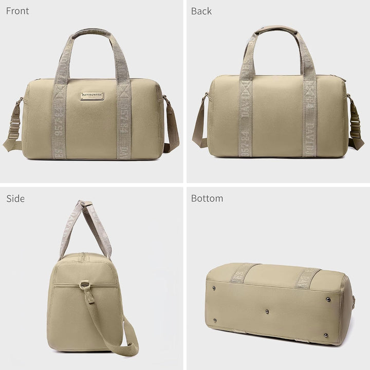 David Jones - Grosse Reisetasche für Wochenendausflüge, Ledertasche, beige, altmodisch | Sport-Handt