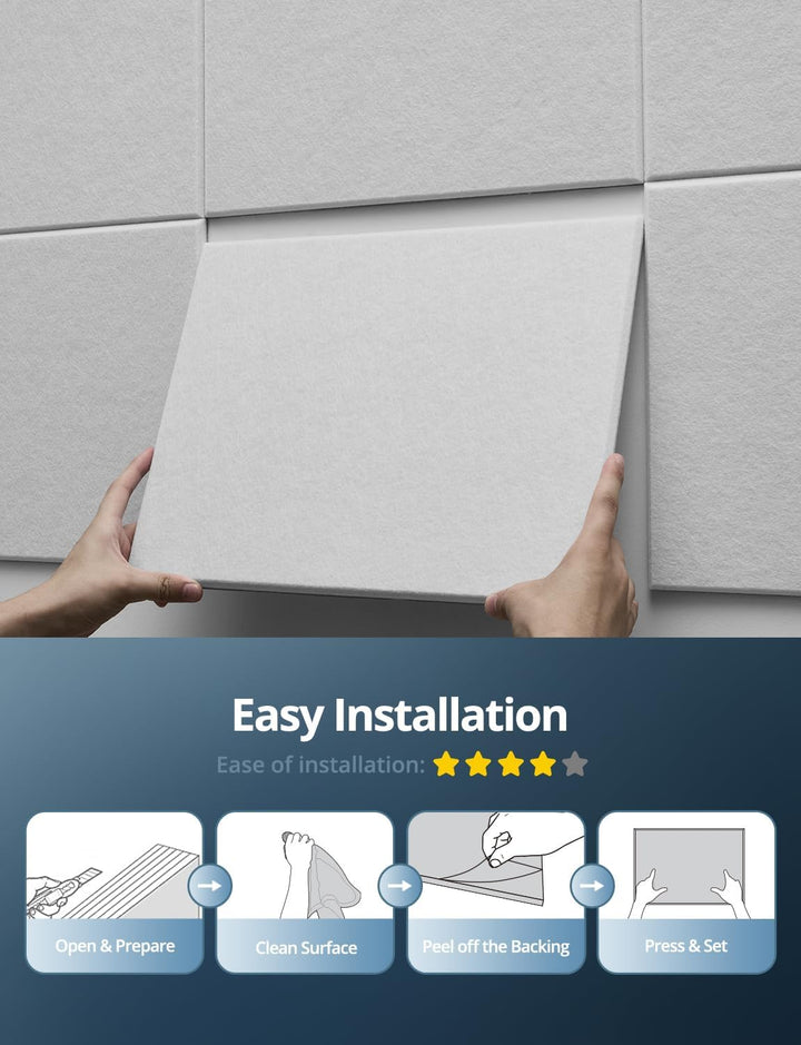 Kuchoow Akustikplatten, 12 Stück, Hohe Dichte Schallschutz Wand für Wanddekoration und Akustische Be