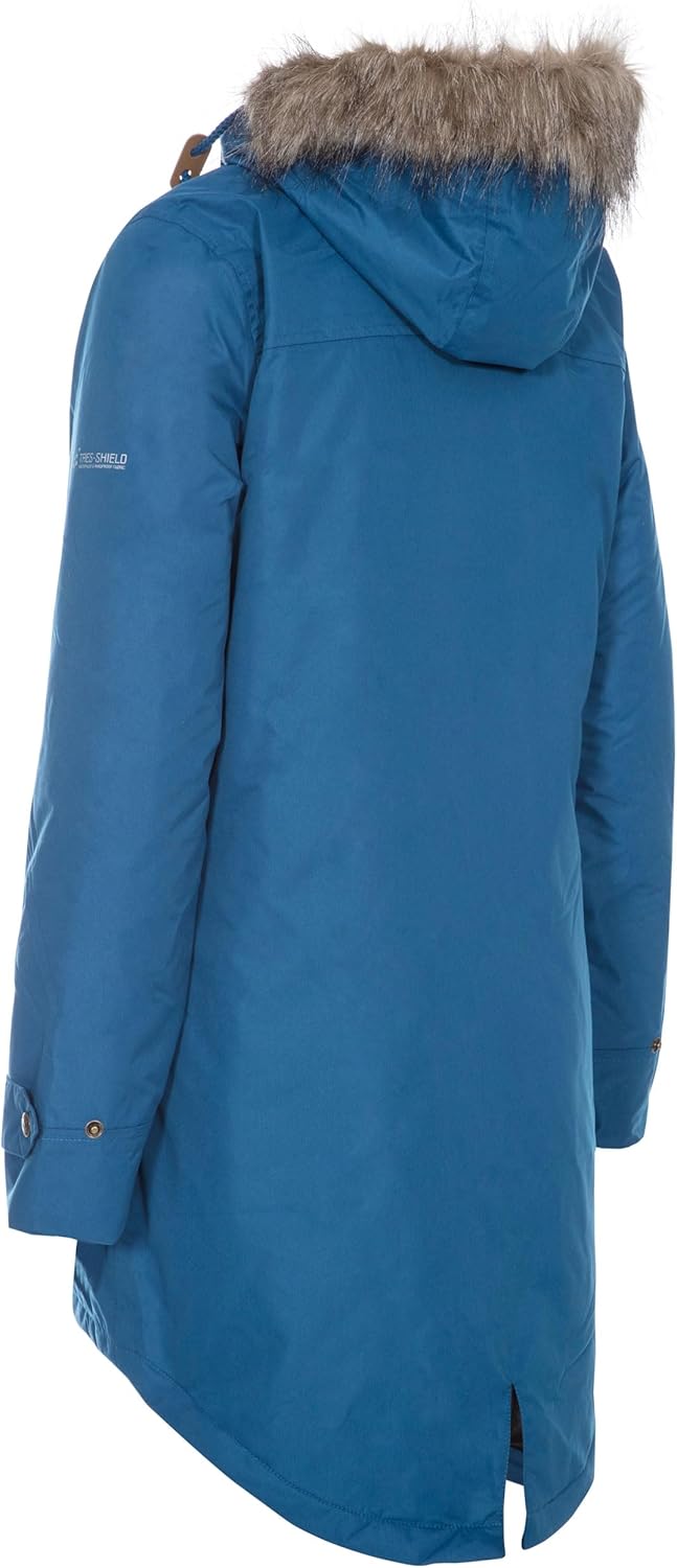 Trespass Clea, Wasserdichte Jacke mit Einrollbarer Kapuze für Damen XXS Blau, XXS Blau