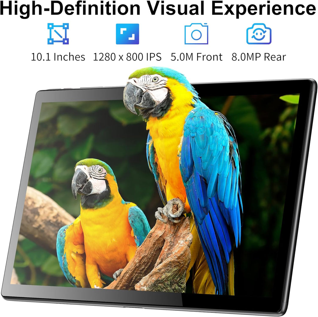 Tablet 10 Zoll Android Tablets 6 GB RAM + 64 GB ROM Quad-Core 5000 mAh 1280 x 800 HD-Touchscreen 5MP