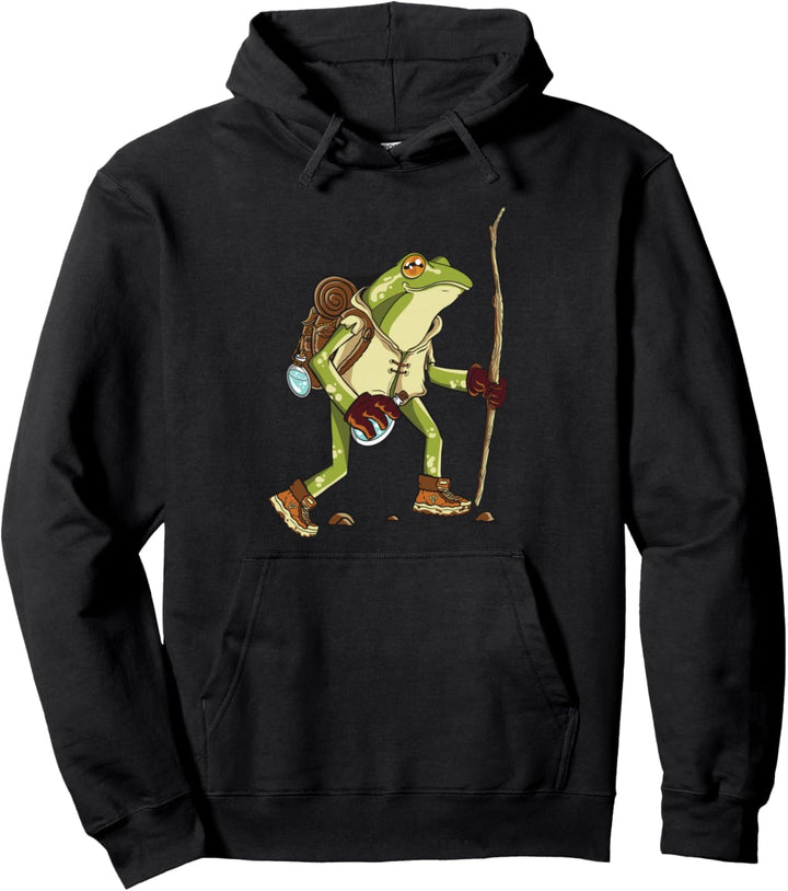 Frosch auf Wanderung in den Bergen Pullover Hoodie