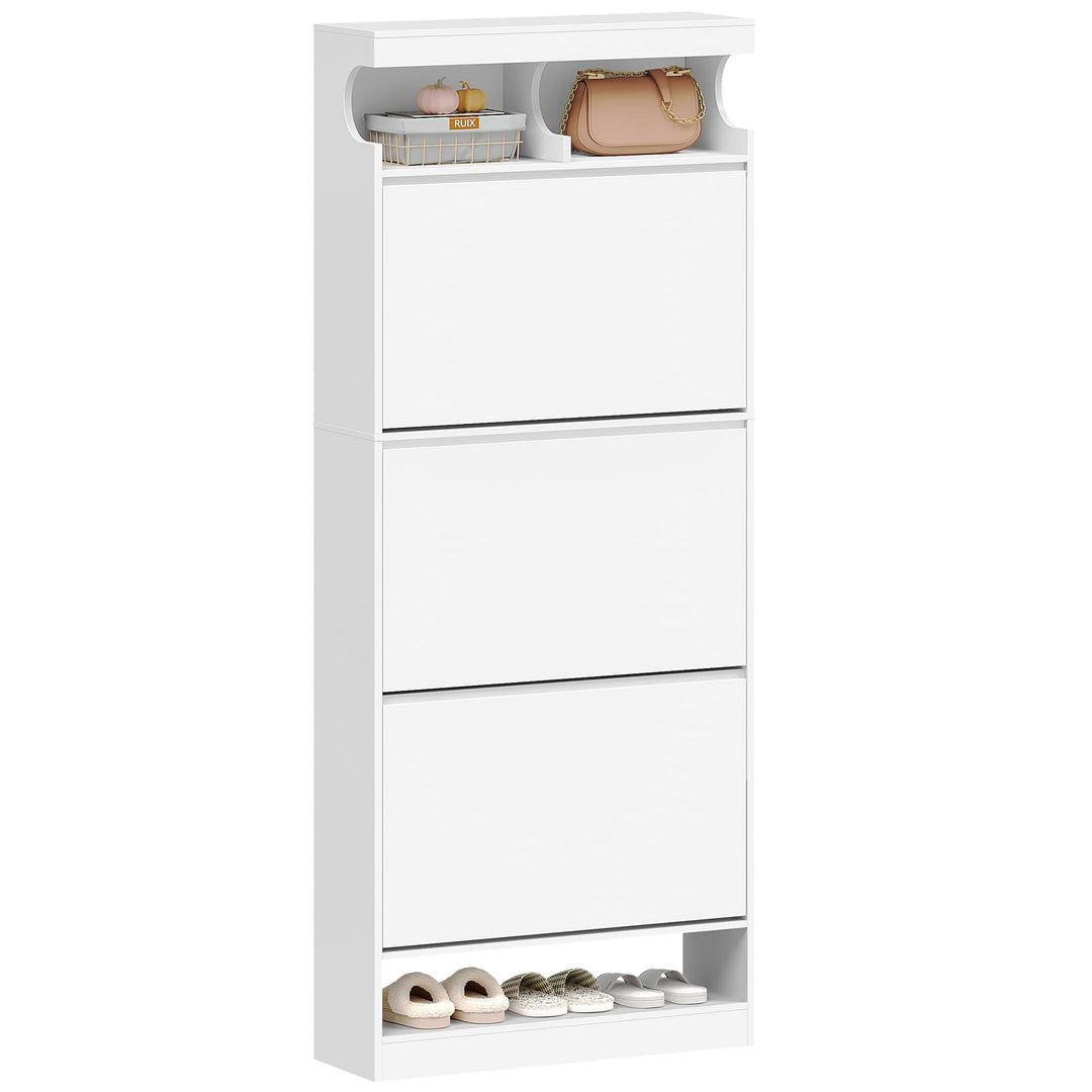 Hzuaneri Schuhschrank, Schuhaufbewahrung, Holz Schuhkipper, Schuhregal, Offenes Fach, Trennwand Vers