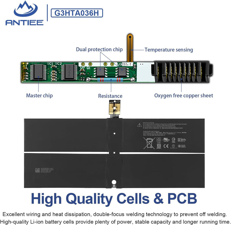 ANTIEE G3HTA023H G3HTA024H Keyboard Akku Compatible with Microsoft Surface Book 1 Model 1703 1704 17