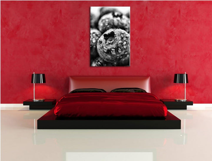 Pixxprint fruchtige Heidelbeeren / 100x70cm Leinwandbild bespannt auf Holzrahmen/Wandbild Kunstdruck