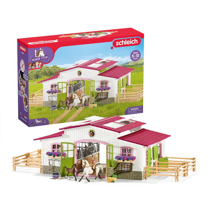 Schleich 42344 Reiterhof mit Reiterin und Pferden, für Kinder ab 3+ Jahren, FARM WORLD, Spielset alt
