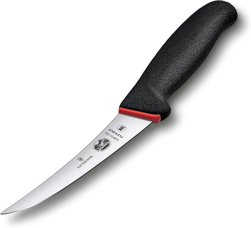 Victorinox Fibrox Ausbeinmesser, Dual Grip, Gebogene, Schmale, Flexible Klinge, Rutschfester Griff,