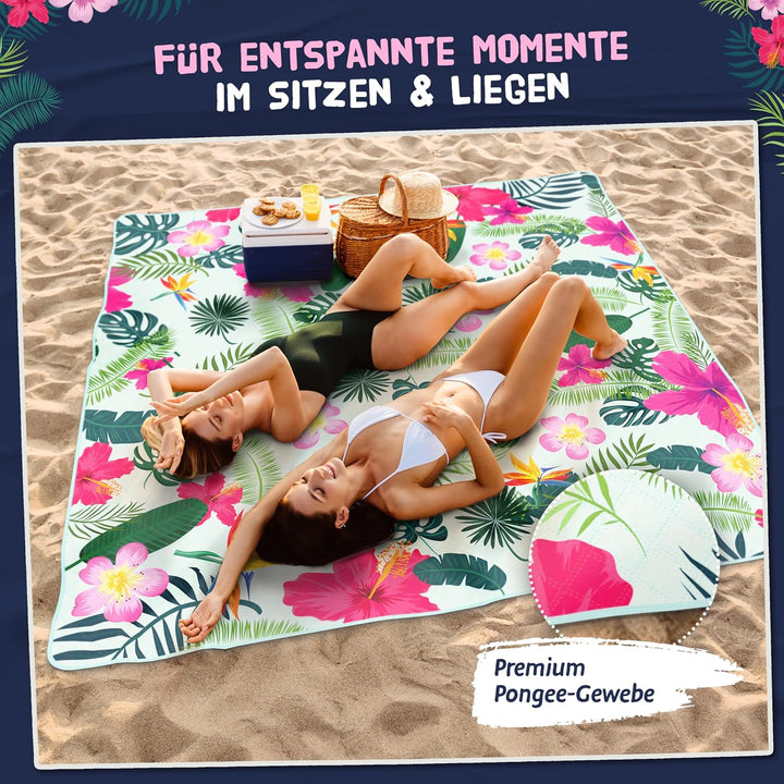 Bobby Beach Picknickdecke wasserdicht | Stranddecke sandfrei Strandmatte gepolstert & extra weich |