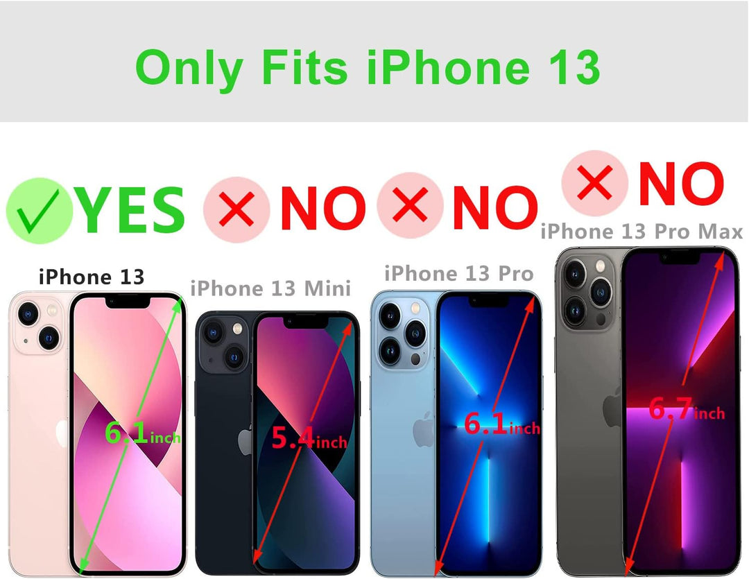 LENSUN Echtleder Hülle für iPhone 13 5G, Handyhülle [Echtes Leder][Magnetverschluss][RFID Schutz] Ha