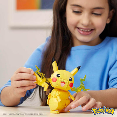 Mega Pokémon Figuren, Medium Pikachu Figur zum Zusammenbauen, Höhe: 10cm, beweglich, kompatibel mit