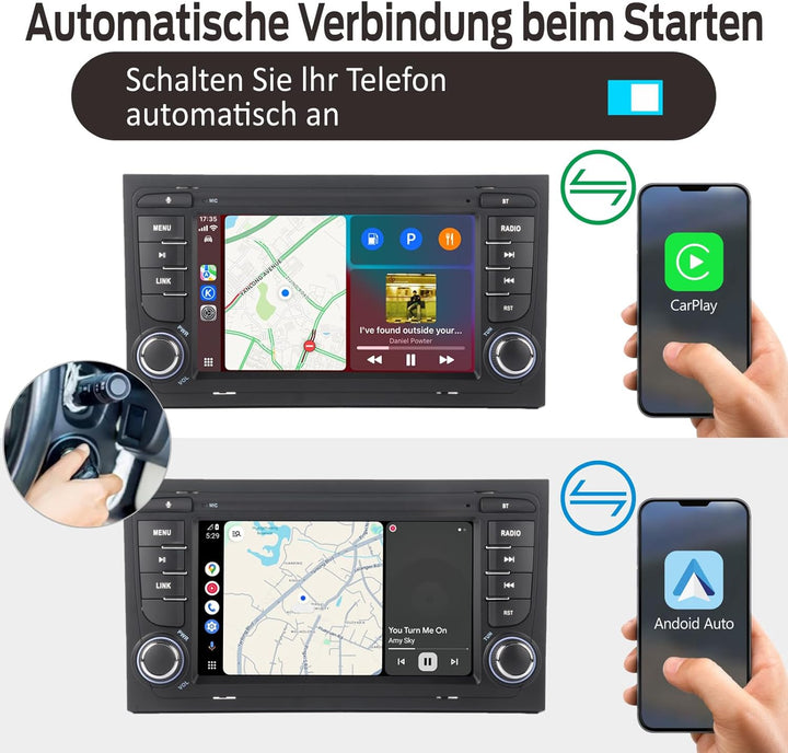 Linux Autoradio Blitzstart für Audi A4 S4 RS4 B6 B7 2002-2008 Wireless CarPlay/Android Auto/Bluetoot
