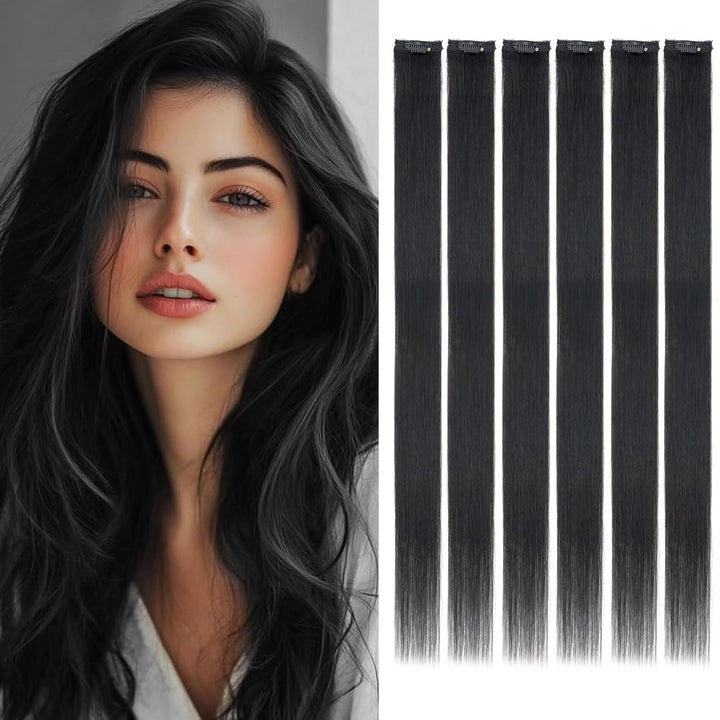 Benehair Clip in Extensions Echthaar, 6Pcs Clip Echt Haar Extension, Einzelclip Echthaar Extension C