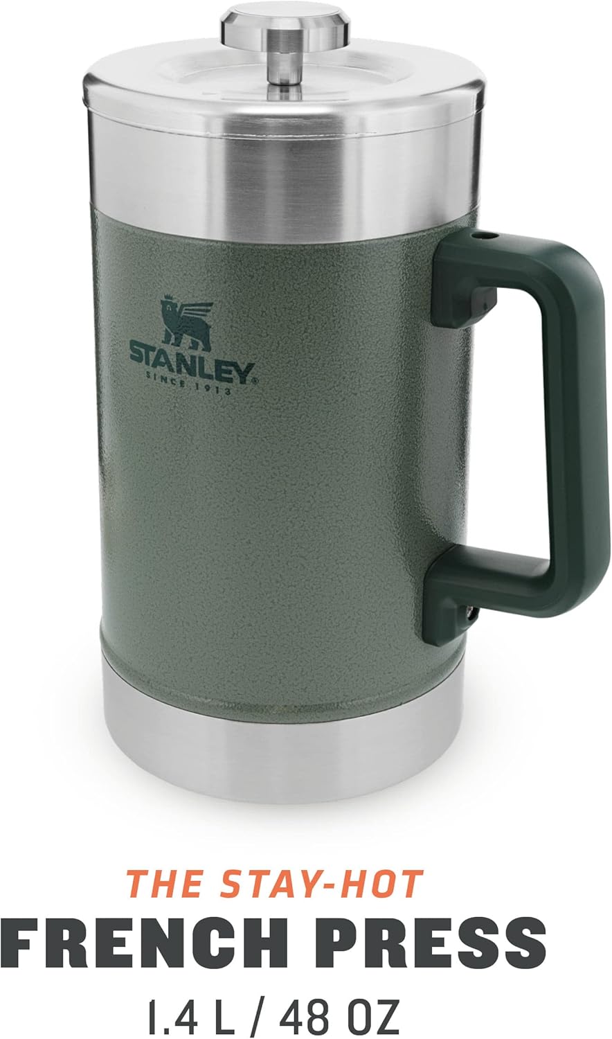 STANLEY Classic Stay Hot French Press 1.4L Hammertone Green - Hält 4 Stunden heiss - Minimaler Boden