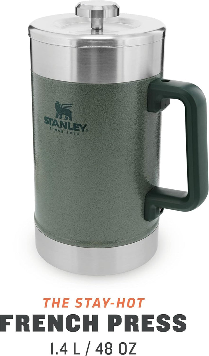 STANLEY Classic Stay Hot French Press 1.4L Hammertone Green - Hält 4 Stunden heiss - Minimaler Boden