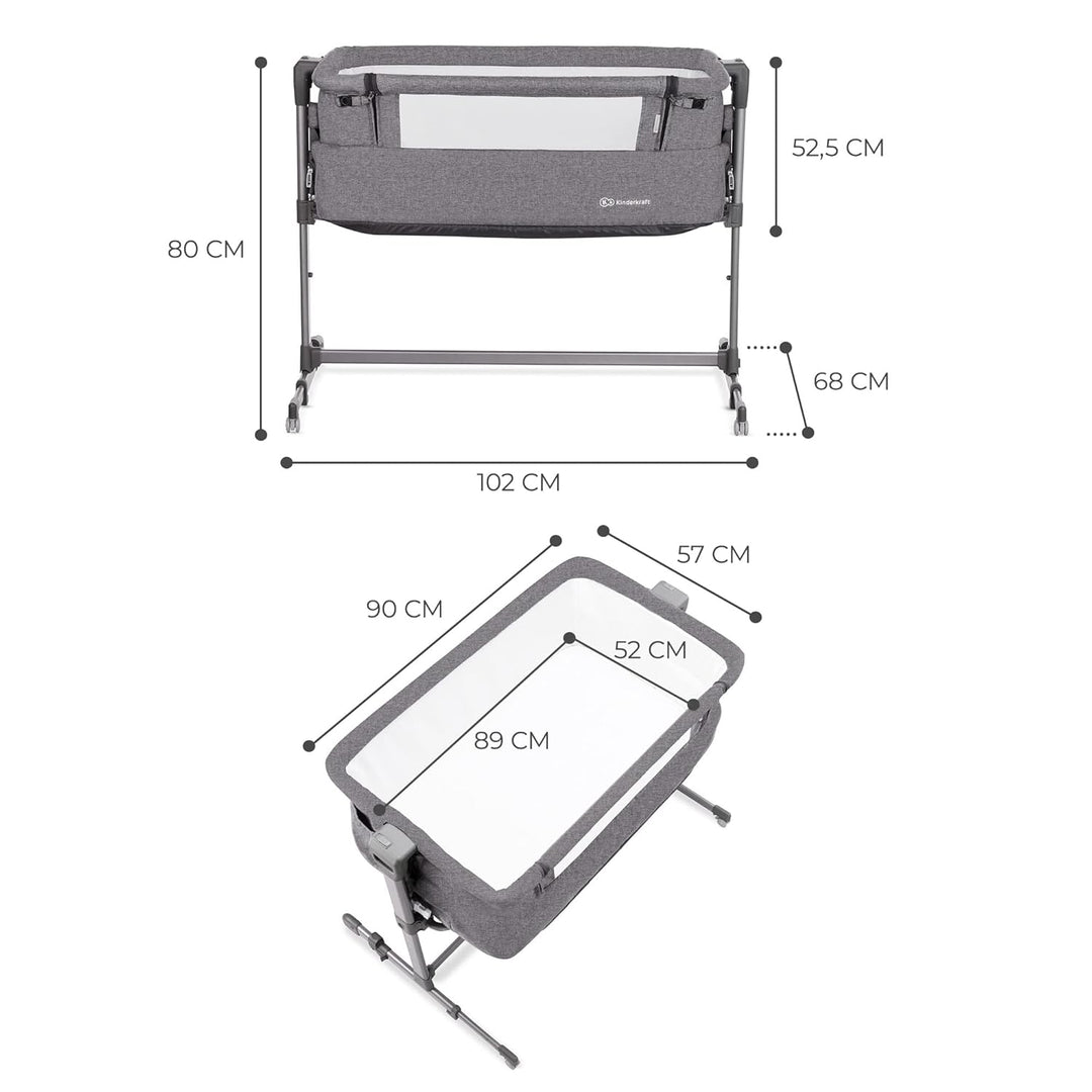 Kinderkraft Beistellbett NESTE UP, Babybetten, Zustellbett, Kinderbett, Kinderreisebett, 2 in 1, Höh