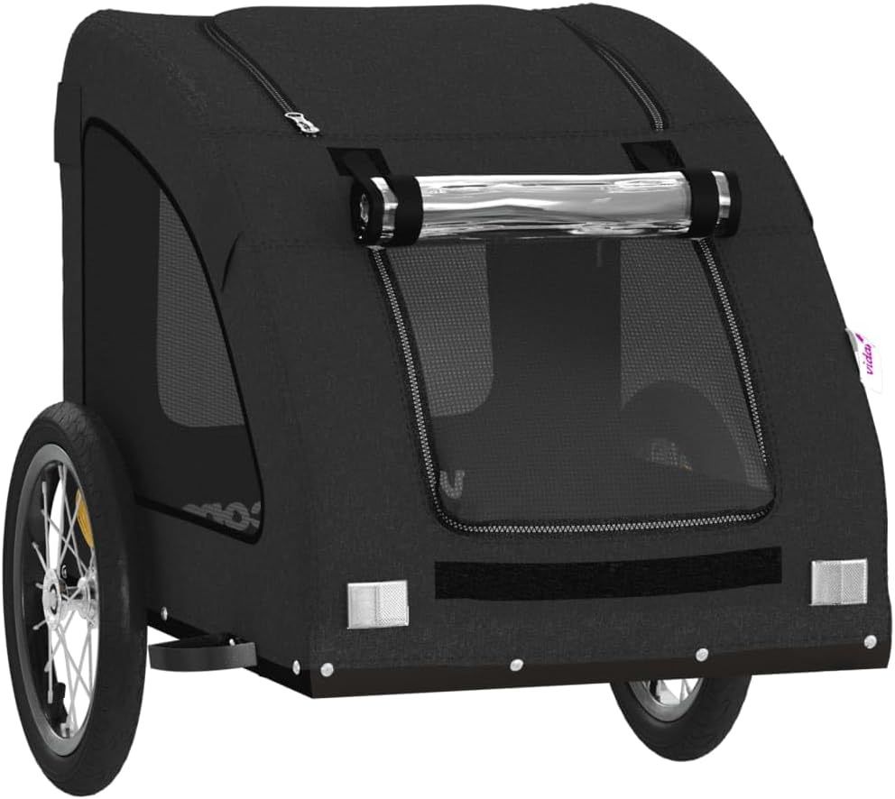 Fahrradanhänger Hunde Schwarz Oxford-Gewebe und Eisen, Fahrrad Anhänger, Lastenanhänger, Handwagen,