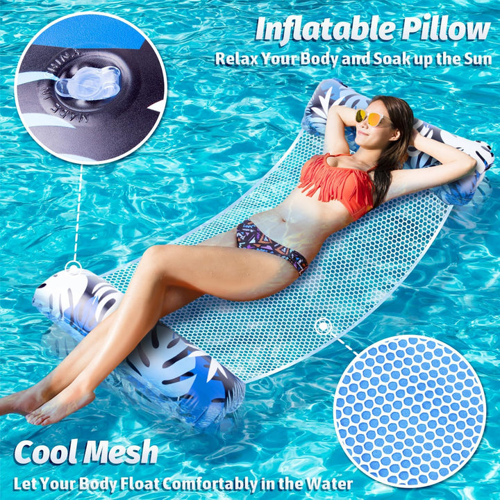 XL Luftmatratze Pool, 2 Stück Pool Zubehör Wasserhängematte, 4 IN 1 Luftmatratze Wasser Pool Spielze