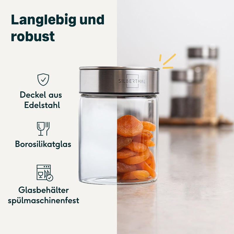 SILBERTHAL Vorratsdosen Glas mit Deckel Set 700 ml - Vorratsgläser für luftdichte & auslaufsichere A