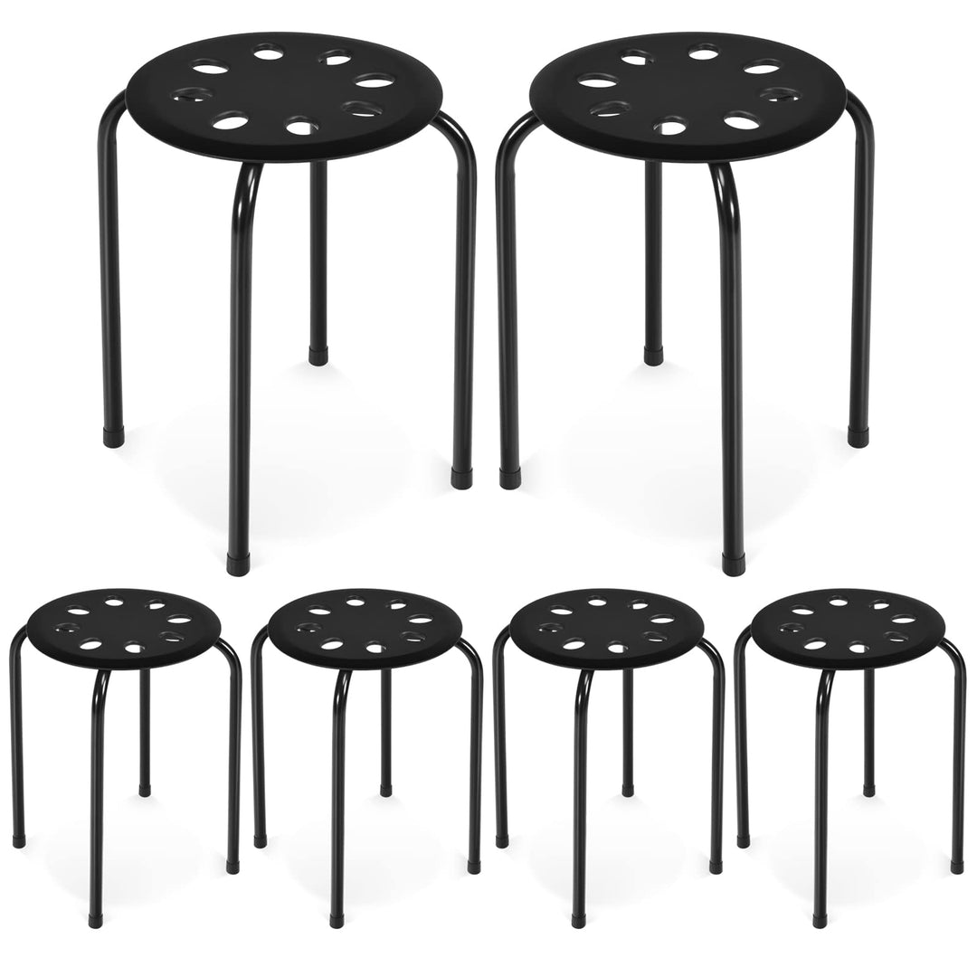 COSTWAY Stapelhocker 6er Set, stapelbare Metallhocker, Esszimmerhocker, Hocker für Zuhause, Büro, Kl