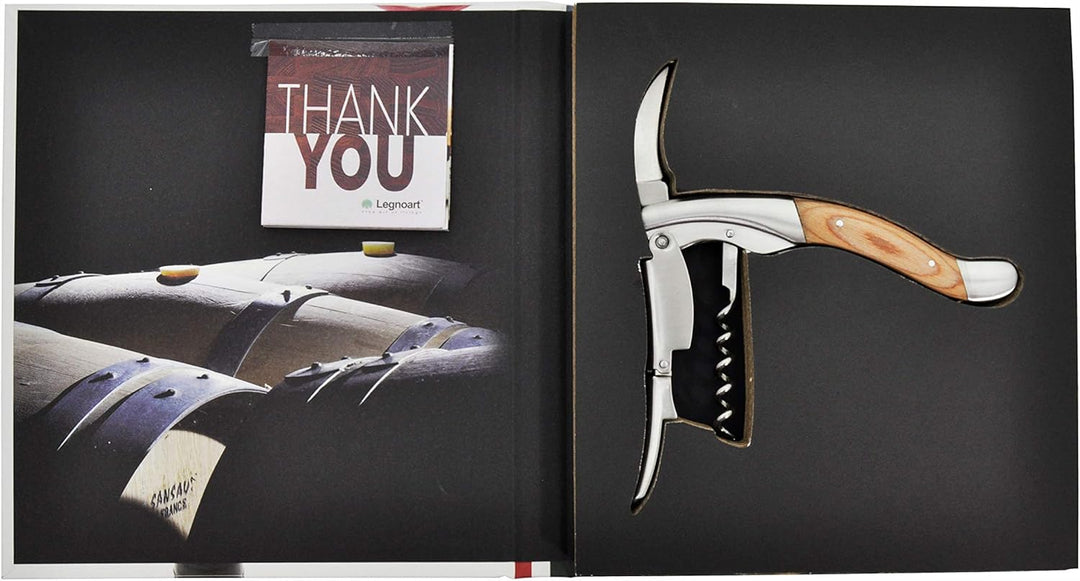 Legnoart Kellnermesser GHEMME Edelstahl mit Holzgriff und Geschenkbox WF-1
