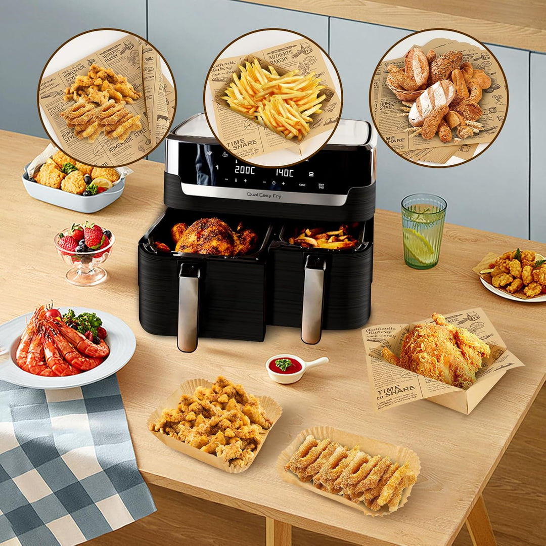 240 Stück Backpapier für Heissluftfritteuse Tefal/Moulinex, EY9018 EY905D Dual 5.2L/3.1L, EZ9018 Air