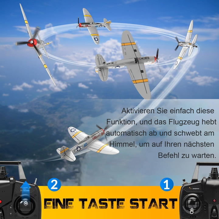 P47 RC Flugzeug,2.4G 4 Kanal Thunderbolt Fighter Ferngesteuertes Flugzeug Kunstflugzeug Modell Spiel
