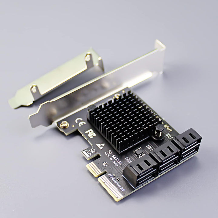 GLOTRENDS SA3026 6 Ports PCIe X4 SATA Erweiterungskarte, inklusive SATA Kabel und 1:5 SATA Splitter