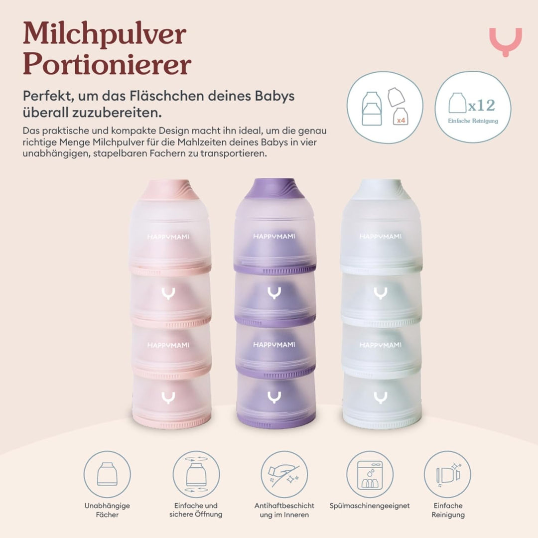 Set aus personalisierbarer Babyflasche in Brustform + Milchpulver-Portionierer, Fütterungsset für de