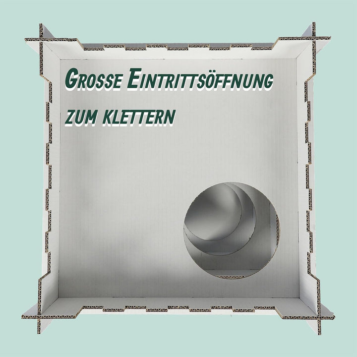 Relaxdays Katzenburg, 3 Etagen, Katzenschloss, Papphaus zum Bemalen, Stecksystem, HBT: 107,5x62x62 c